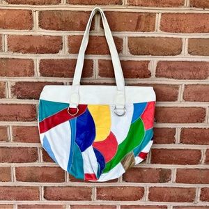 Unique colorful patchwork double handle purse